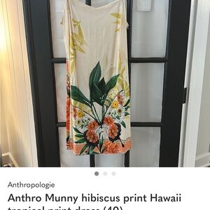 Anthro Munny hibiscus print Hawaii tropical print dress (40)